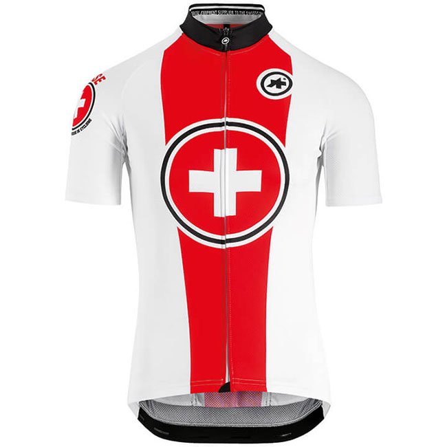 2018 Maillot Suiza Tirantes Mangas Cortas Rojo Blanco